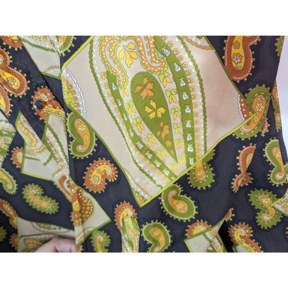 Vintage Wrangler Mens Shirt Large Snaps Western Paisley Single Needle Long Tails - Picture 7 of 8